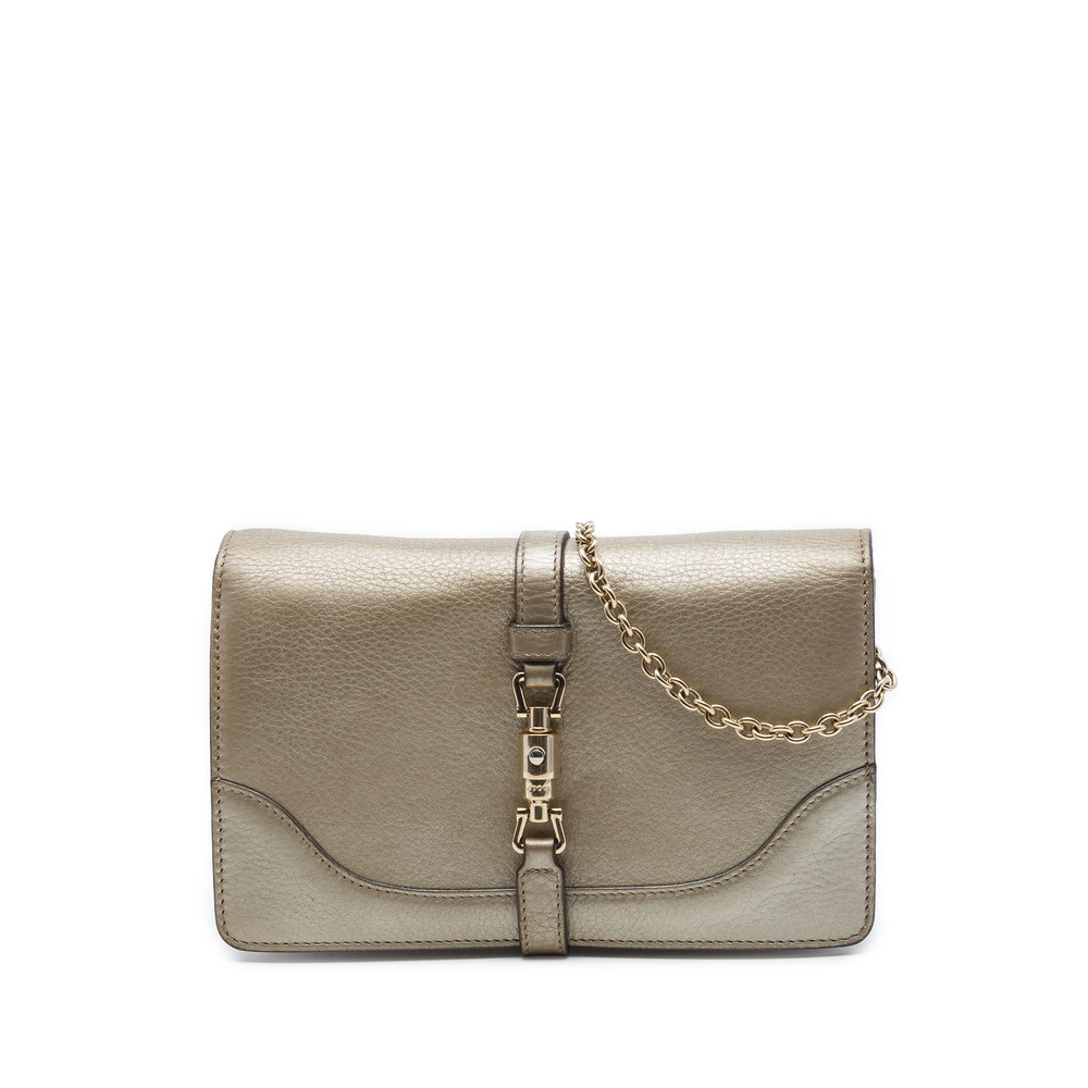 Pre-Loved Gucci Metallic Pebbled Calfskin Piston Broadway Evening Bag